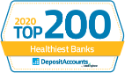 Top 200 healthiest banks rating badge.