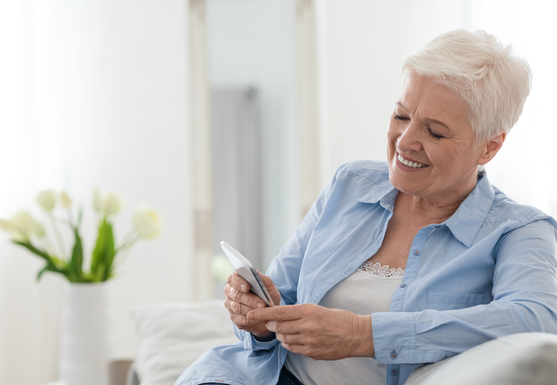 Woman looking at smartphone
