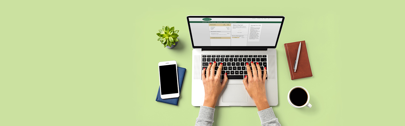 Woman using laptop with online banking